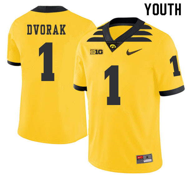 2019 Youth #1 Wes Dvorak Iowa Hawkeyes College Football Alternate Jerseys Sale-Gold